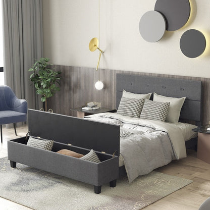 Upholstered Bed Frame with Ottoman Storage – Queen Size