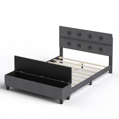Upholstered Bed Frame with Ottoman Storage – Queen Size