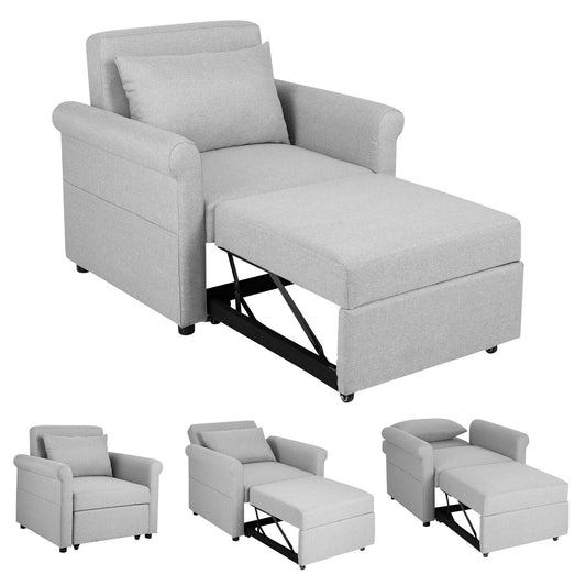 3 in 1 Convertible Sleeper Chair with Adjustable Backrest and Pull Out Bed