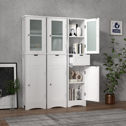 Slim Tall Storage Cabinet with 2 Doors and Drawer for Bathroom Organization