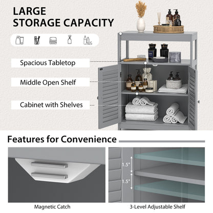 Stylish Freestanding Bathroom Cabinet with Adjustable Shelf & Shutter Doors