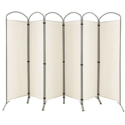 6 Foot 6-Panel Folding Freestanding Room Divider for Ultimate Privacy - White