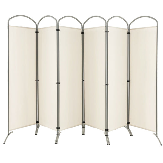 6 Foot 6-Panel Folding Freestanding Room Divider for Ultimate Privacy - White