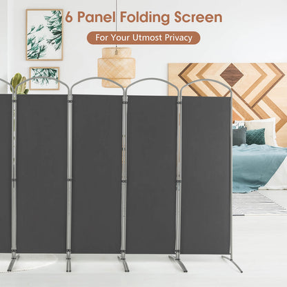 6 Foot 6-Panel Folding Freestanding Room Divider for Ultimate Privacy - Grey
