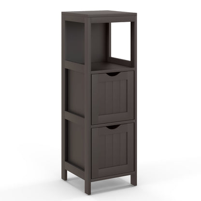 Modern Wooden Bathroom Cabinet with Removable Drawers and Open Storage Shelf
