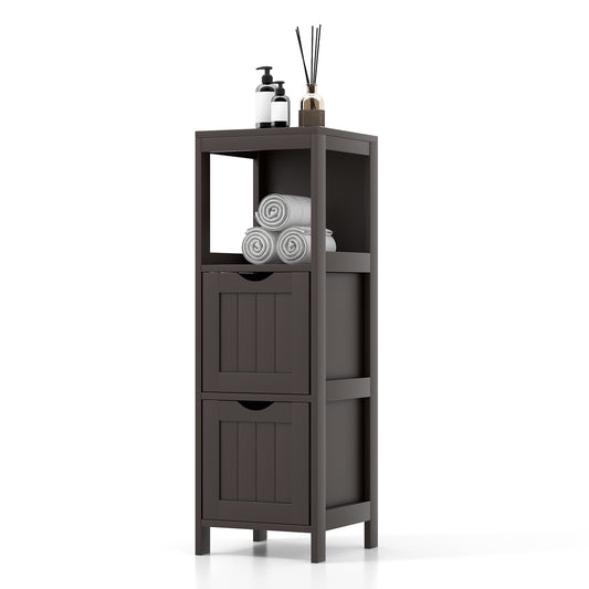 Modern Wooden Bathroom Cabinet with Removable Drawers and Open Storage Shelf