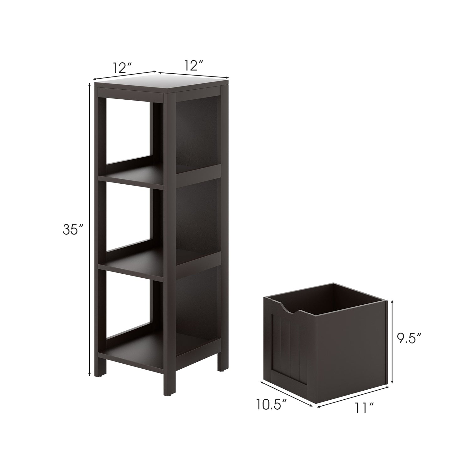 Modern Wooden Bathroom Cabinet with Removable Drawers and Open Storage Shelf