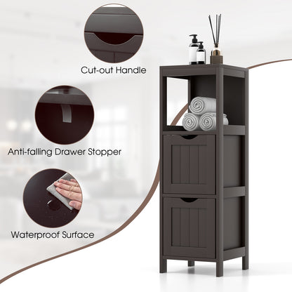 Modern Wooden Bathroom Cabinet with Removable Drawers and Open Storage Shelf