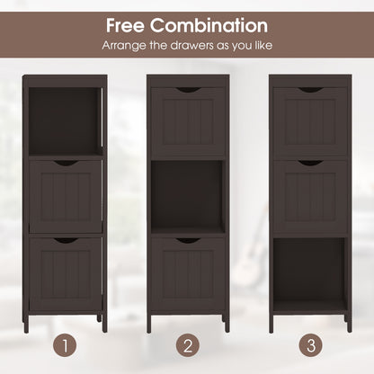 Modern Wooden Bathroom Cabinet with Removable Drawers and Open Storage Shelf