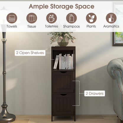 Modern Wooden Bathroom Cabinet with Removable Drawers and Open Storage Shelf