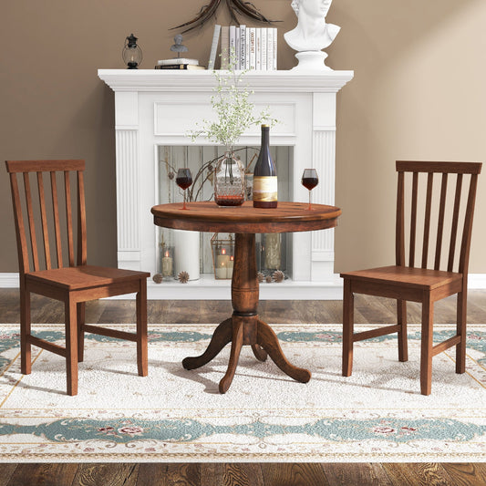 3 Piece Round Wooden Dining Set with Chairs for Kitchen Cafe or Small Dining Room