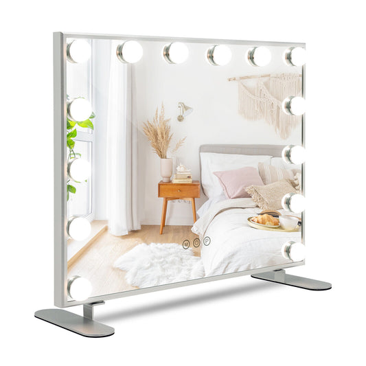 Premium 2-in-1 LED Vanity Mirror with 14 Dimmable Bulbs and Adjustable Lighting