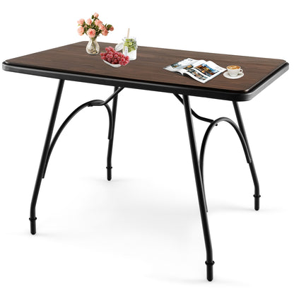 Industrial Rectangular Dining Table with Steel Frame and Wood Finish Top