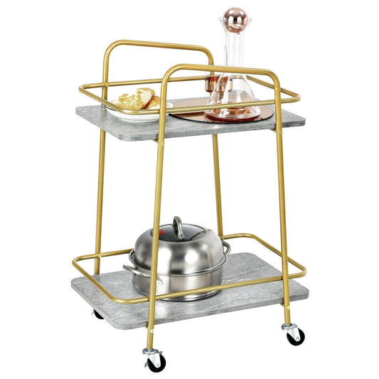 2-Tier Rolling Kitchen Cart with Durable Steel Frame and Locking Wheels