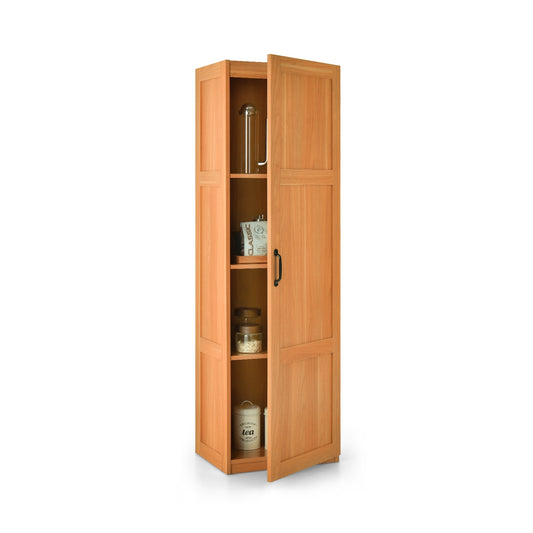 Tall Freestanding Storage Cabinet with 4 Shelves, Anti-Tip Kit & Elegant Farmhouse Design