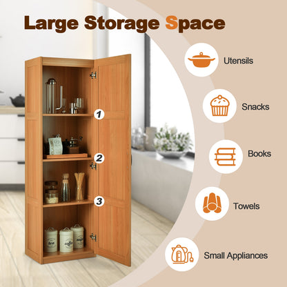 Tall Freestanding Storage Cabinet with 4 Shelves, Anti-Tip Kit & Elegant Farmhouse Design