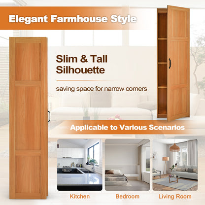 Tall Freestanding Storage Cabinet with 4 Shelves, Anti-Tip Kit & Elegant Farmhouse Design