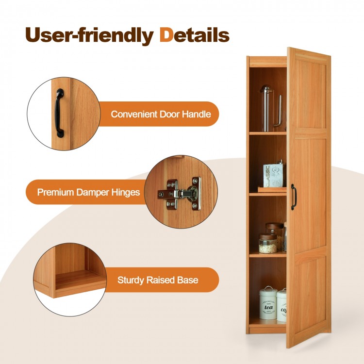 Tall Freestanding Storage Cabinet with 4 Shelves, Anti-Tip Kit & Elegant Farmhouse Design