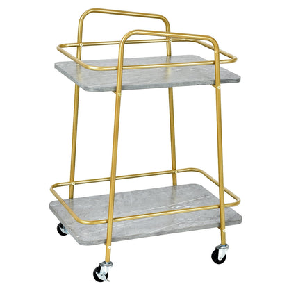 2-Tier Rolling Kitchen Cart with Durable Steel Frame and Locking Wheels