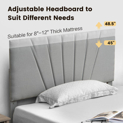 Elegant Upholstered Bed Frame with Storage Drawer and Adjustable Headboard - Full/Queen Size