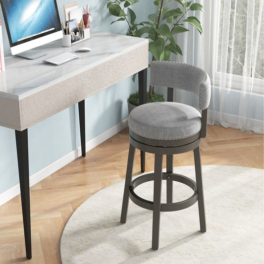 Elegant Swivel Bar Stool with Comfortable Backrest, Footrest, and Fabric Seat, 31 inch