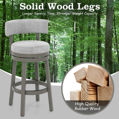 Elegant Swivel Bar Stool with Comfortable Backrest, Footrest, and Fabric Seat, 31 inch