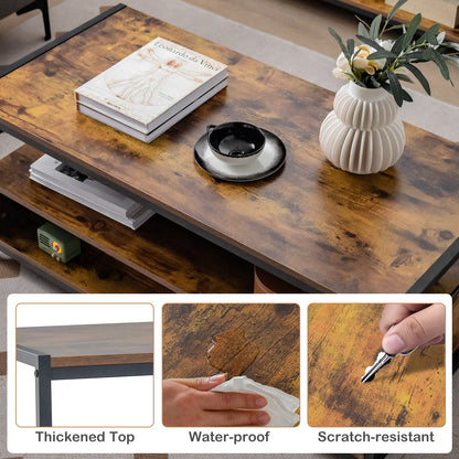 Multi-Functional Coffee Table with 2 Pull-Out Drawers and Open Storage