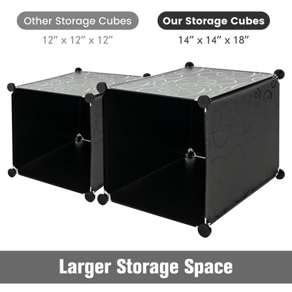 16-Cube Closet Organizer with Doors and Hanging Rods – Modular Storage for Clothes and Shoes