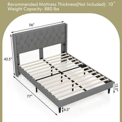 Elegant Upholstered Platform Bed with Tufted Headboard – Full/Queen Size