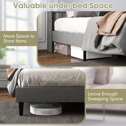 Elegant Upholstered Platform Bed with Tufted Headboard – Full/Queen Size