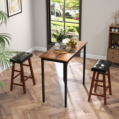 2 Piece Modern Backless Bar Stool Set with Padded Seats and Footrests, 29 Inch