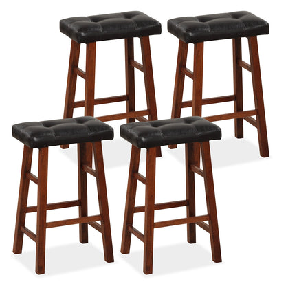 2 Piece Modern Backless Bar Stool Set with Padded Seats and Footrests, 29 Inch