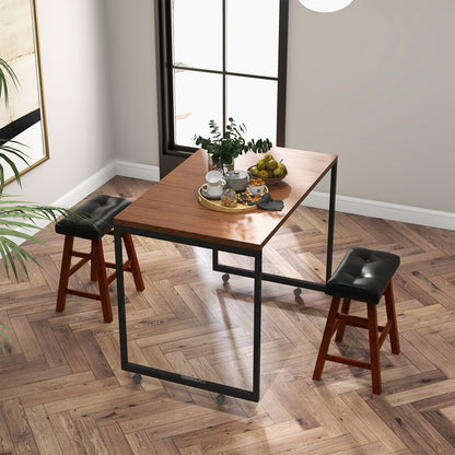 2 Piece Modern Backless Bar Stool Set with Padded Seats and Footrests, 24 Inch