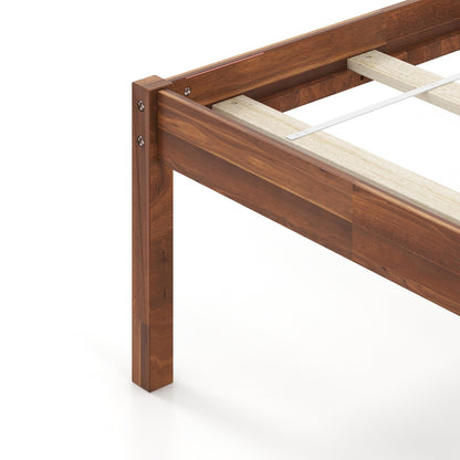 Solid Wood Bed Frame with Headboard and Slat Support – Queen Size
