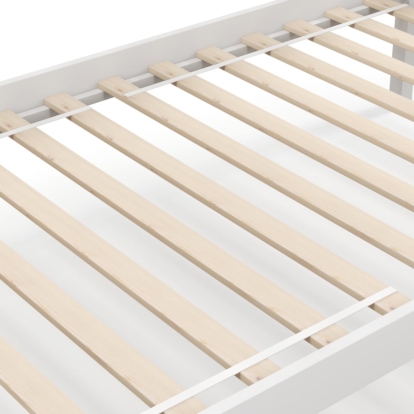 Durable Solid Wood Twin Over Twin Bunk Bed with High Guardrails & Ladder - White