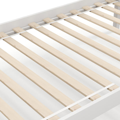 Durable Solid Wood Twin Over Twin Bunk Bed with High Guardrails & Ladder - White