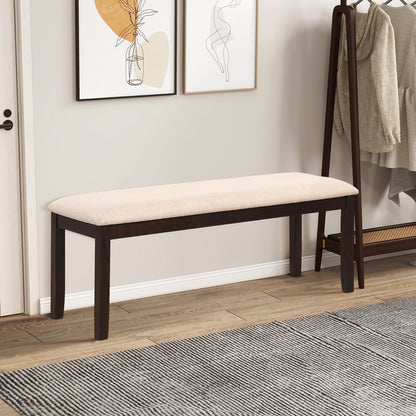 Upholstered Entryway Bench with Padded Cushion, Linen Fabric Seat and Wooden Legs