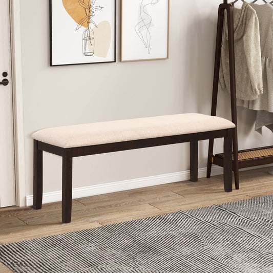 Upholstered Entryway Bench with Padded Cushion, Linen Fabric Seat and Wooden Legs