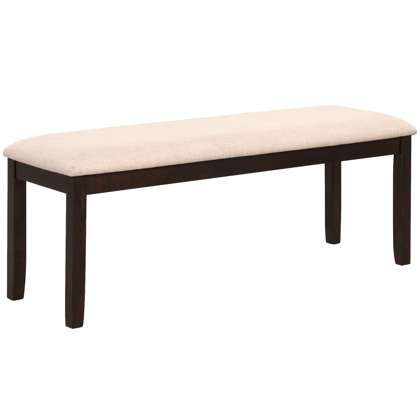 Upholstered Entryway Bench with Padded Cushion, Linen Fabric Seat and Wooden Legs