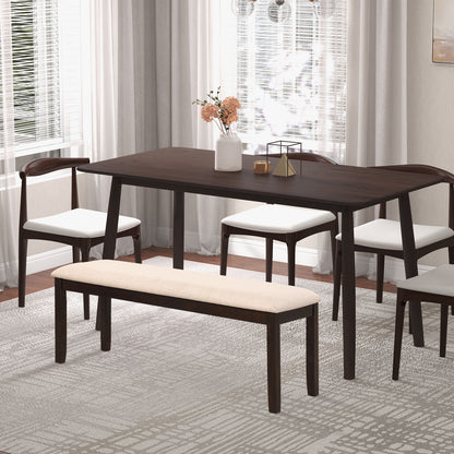 Upholstered Entryway Bench with Padded Cushion, Linen Fabric Seat and Wooden Legs