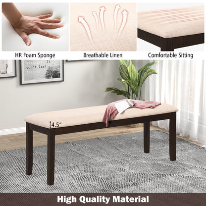 Upholstered Entryway Bench with Padded Cushion, Linen Fabric Seat and Wooden Legs