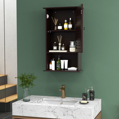 Modern Wall-Mounted Bathroom Storage Cabinet with Louver Door