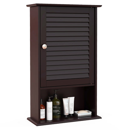Modern Wall-Mounted Bathroom Storage Cabinet with Louver Door