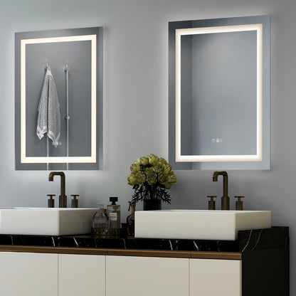 32 x 24 Inch LED Bathroom Mirror with Anti-Fog, 3 Color Front Light & 8 Color RGB Backlight