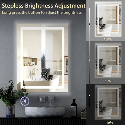 32 x 24 Inch LED Bathroom Mirror with Anti-Fog, 3 Color Front Light & 8 Color RGB Backlight