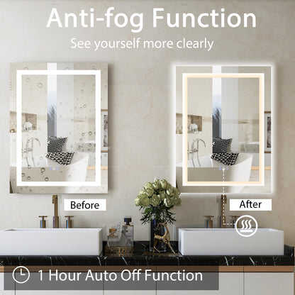 32 x 24 Inch LED Bathroom Mirror with Anti-Fog, 3 Color Front Light & 8 Color RGB Backlight