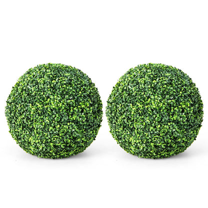Set of 2 Realistic Artificial Boxwood Topiary Balls for Indoor & Outdoor Decoration