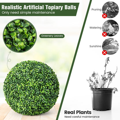 Set of 2 Realistic Artificial Boxwood Topiary Balls for Indoor & Outdoor Decoration