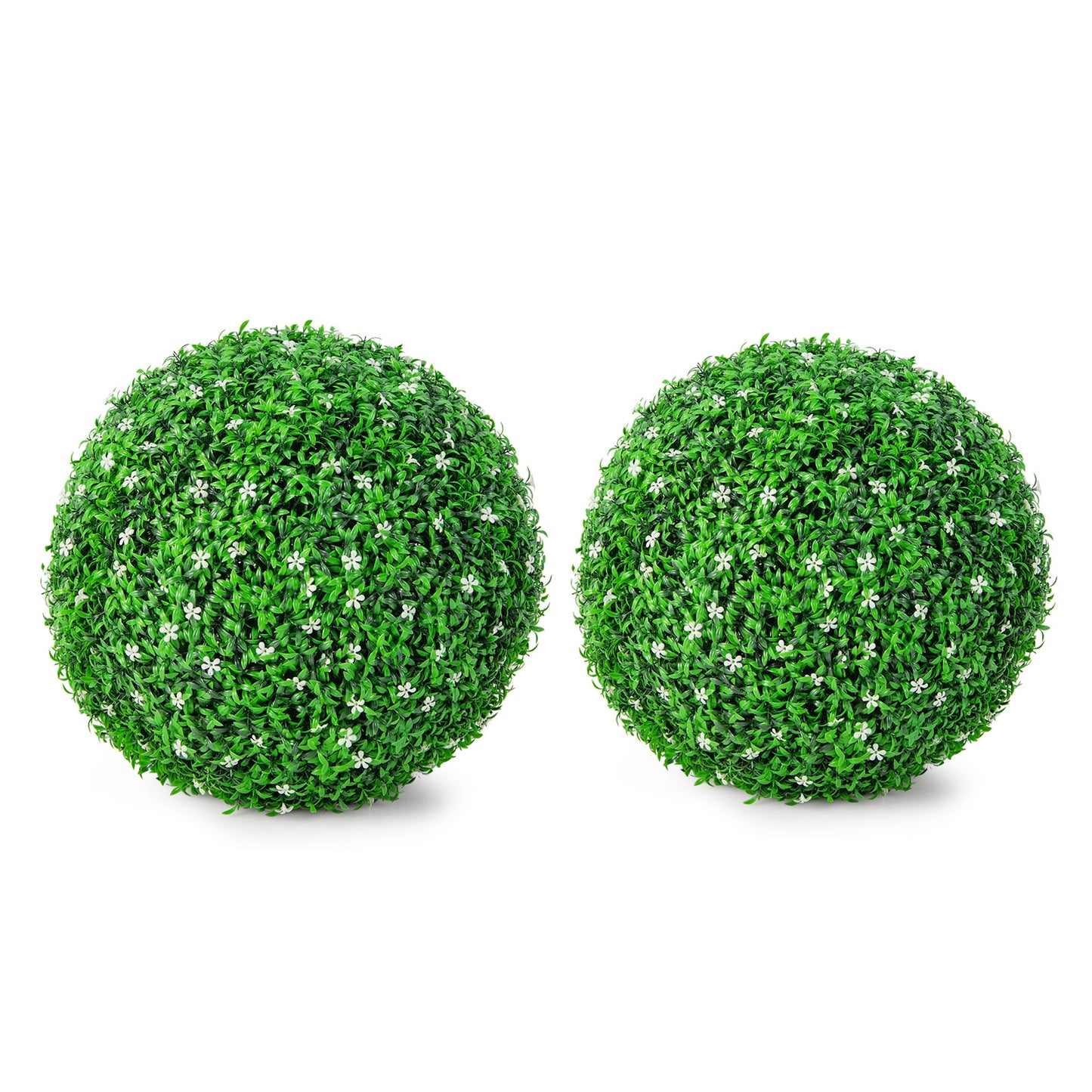 Set of 2 19.5 Inch Artificial Holly Boxwood Topiary Balls – Lifelike Faux Greenery