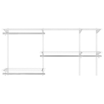 Adjustable Wall-Mounted Closet Organizer Kit with Shelves and Hanging Rods for 3 to 5 Ft Spaces – White